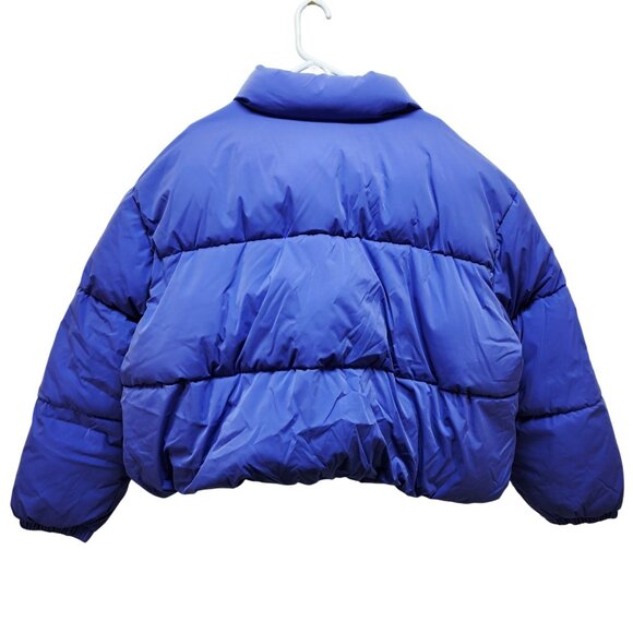 SIZE 4X Womens Royal Blue Puffer Jacket With High Collar & Pockets - Picture 2 of 6
